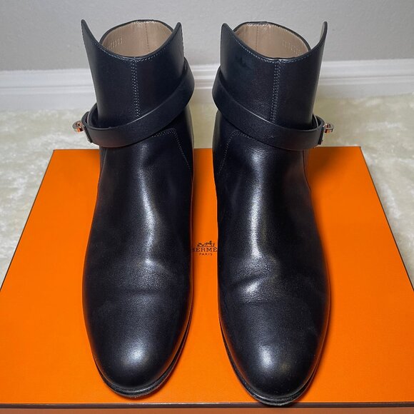 Hermes Neo Ankle Boot with Kelly Buckle in Noir Black Size 41 - Picture 3 of 12